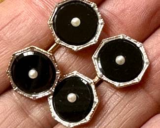 Onyx & Pearl Cufflinks