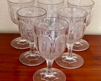 (6) Pressed Glass Wine Glasses