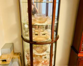 Matching pair of beautiful lighted curio cabinets