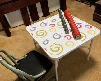 Children Items Including Vintage Rocker and Modern Table
