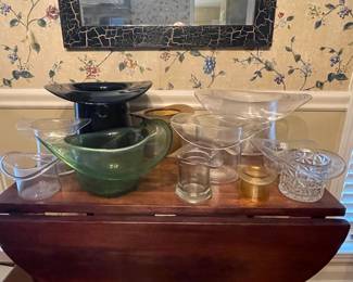 Large Glass Hat Collection and Other Glassware Throughout