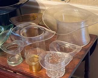 Large Glass Hat Collection and Other Glassware Throughout