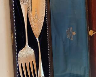 Antique Fish Server Set Boxed