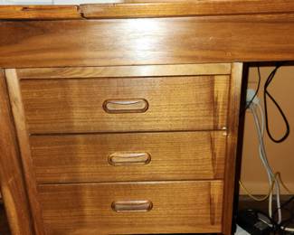 MCM look desk with fold down side and moveable drawer section