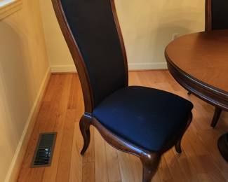 Dining table w/ 6 upholstered chairs, 2 leaves and pads.  By American Drew (purchased at Shofer's) Advocate Series