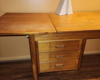 MCM look desk with fold down side and moveable drawer section