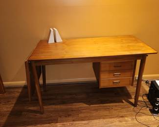 MCM look desk with fold down side and moveable drawer section