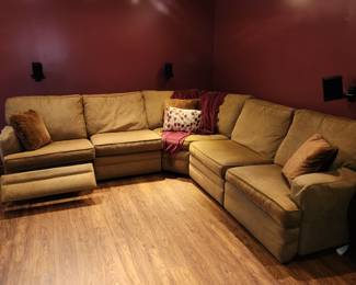 sectional sofa, both pieces at the ends have push-button extending leg rests. 97" long EACH SIDE