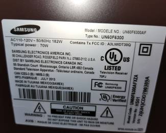 62 inch Samsung details. Model UN60F6300AF