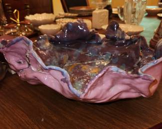 4 piece painted stoneware decor set (vase/urn, 1 bowl & 2 plates), purchased at Sugarloaf Festival