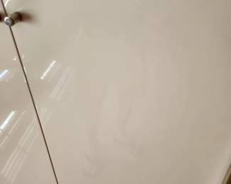 pair matching curio/storage cabinets.  VERY heavy. . Door detail