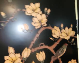 Ornate, double-sided, 4 panel room screen. Detail