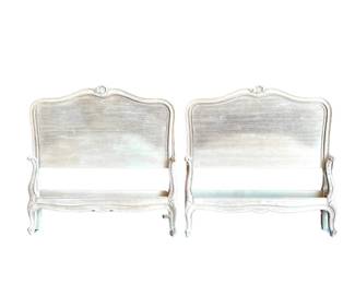 PAIR OF VINTAGE DREXEL FRENCH PROVINCIAL TWIN BED FRAMES (HEAD & FOOTBOARD) - TOURAINE COLLECTION
