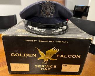 Lower Level:  A WORLD WAR II GOLDEN FALCON Service Cap is priced with its original box.