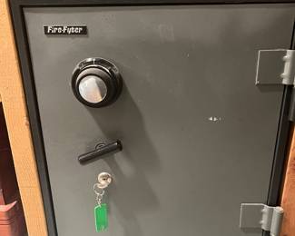 Lower Level: A FIRE FYTER FF200 floor model safe measures 17" wide x 22-1/2" deep x 21" tall.  Its keys and manual with combination will be with the cashier.
