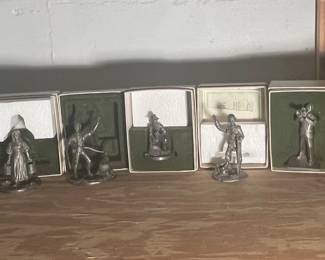 Lower Level:  This is  just a sample of the ten solid pewter figures from the Franklin Mint: "The American People 1776-1976" collection.  All but three are in their original boxes with Certificates of Authenticity.  