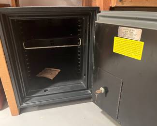 Lower Level:  The floor safe has an upper shelf.  Note the lockable small door to the right inside the exterior door.  Both keys will be with the cashier.