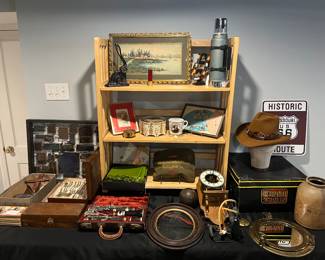 Lower Level:  Vintage items are displayed on this table and riser.  Some closer photos follow. 