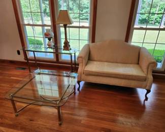 Love seat and glass table