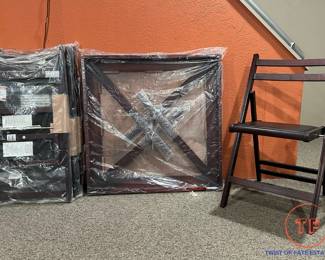 COSCO Wood Slat Folding Chairs (4) with Matching Folding Table - BRAND NEW