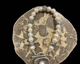 OPULENZA Sterling SILVER and Pearl Toggle Bracelet
