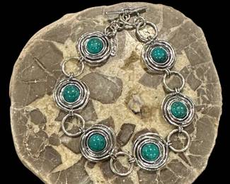 OPULENZA Sterling SILVER and Turquoise Toggle Bracelet