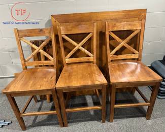 Mission Style Solid Wood Barstools and Table Set