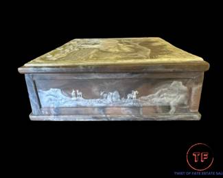 Vintage INCOLAY STONE Jewelry / Trinket Box