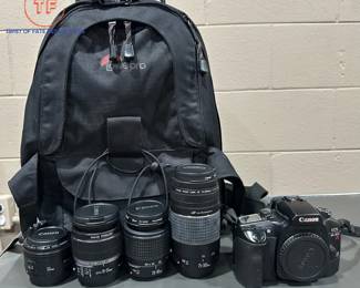 CANON EOS Elan 7e Digital Camera with Lenses and Carrying Backpack