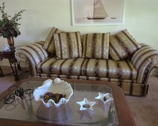 These pillows look exhausted slanting into each other. But it's a nice comfy couch and you can't beat the price!