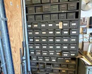 #2146 • Metal Shelving unit with Metal storage Bins
