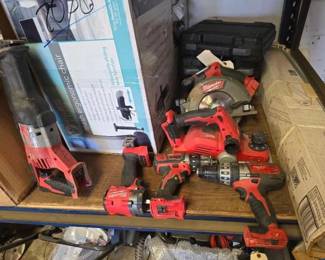 #2060 • Milwaukee Impacted 2 drills Table saw Sander Salsaw
