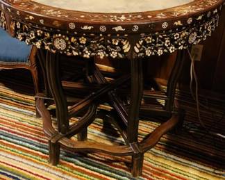 Chinese Rosewood, Marble, Mother of Pearl Table from Johns Place Mpls.