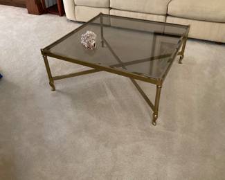 BRASS AND GLASS COFFEE TABLE