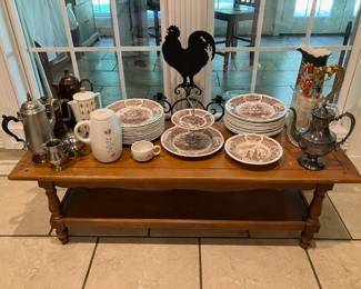 Vintage Items and Decor/Maple coffee table - Southern Living Rooster Candelabra - also have 2 matching wall sconces 