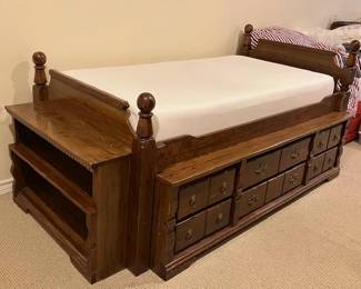 Captains bed with memory foam mattress, underbed storage