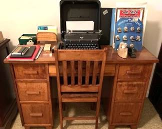 Vintage Wooden Desk and Chair
