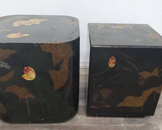 Lot # : 64 - Pair of Maitland-Smith Ltd lacquer side tables
