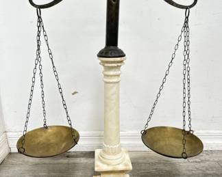 Lot # : 487a - Vintage Italian marble balance scale, 24 1/2" h
