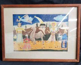 Lot # : 331 - Vintage religious pastel painting
