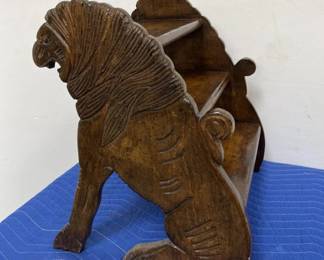 Lot # : 385 - Victorian lion carved oak library stairs

