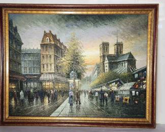 Lot # : 682 - Monumental hand painted oil on canvas French
