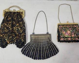 Lot # : 736 - 3 Vintage 1920's style flapper purses
