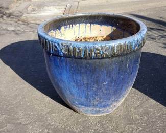 Lot # : 213 - Glazed terracotta pot (with dirt), stamped
