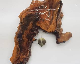 Lot # : 173 - Signed Holland Enterprises raw wood wall clock
