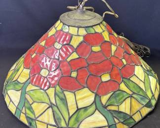 Lot # : 453 - Vintage floral stained glass pendant
