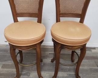 Lot # : 265 - Pair of vintage swivel walnut barstools
