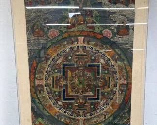 Lot # : 604 - Buddha poster canvas 32” x 22” frame. Art: 28” x
