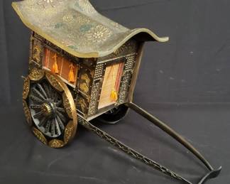 Lot # : 749 - Vintage brass Asian ox-drawn carriage
