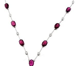 Lot # : 1 - 18k gold Burmese ruby & diamond necklace